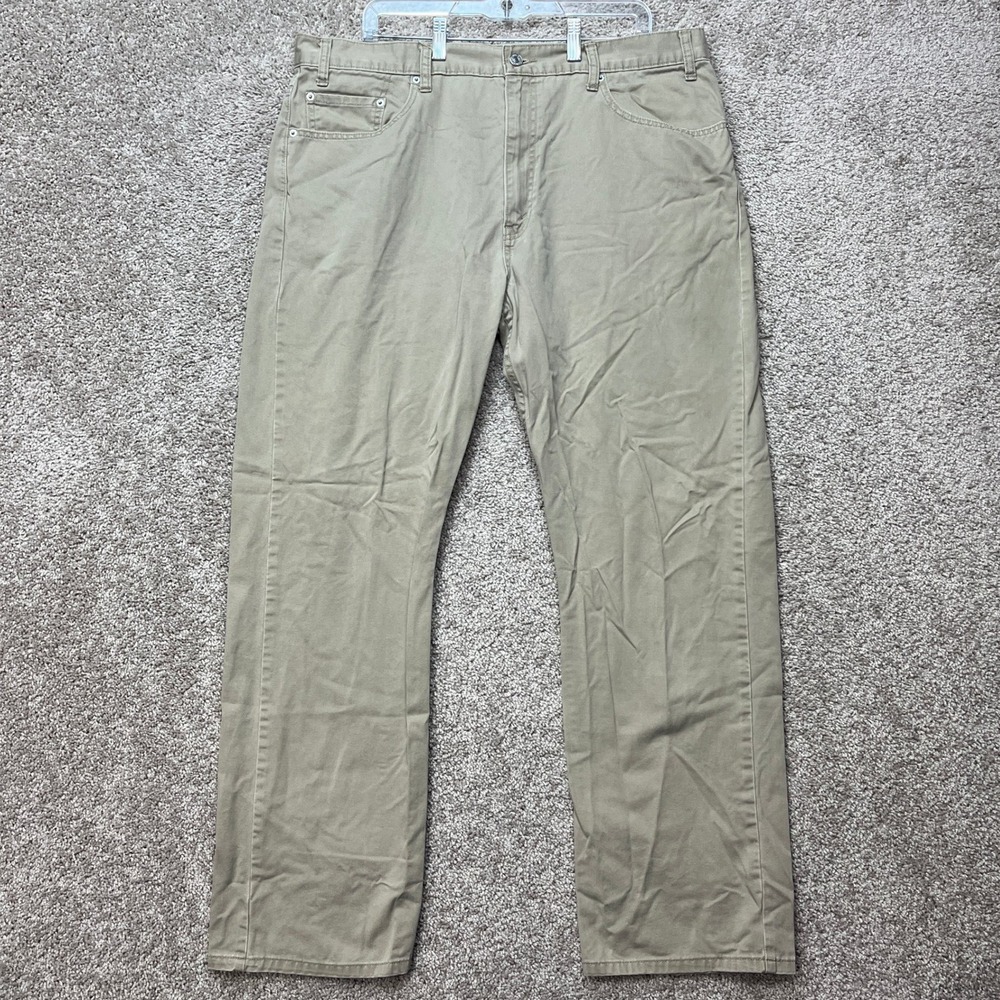 Levis 505 Regular Fit Pants Men 40x32 Tan Straight Leg Flat Front 5 Pocket Twill